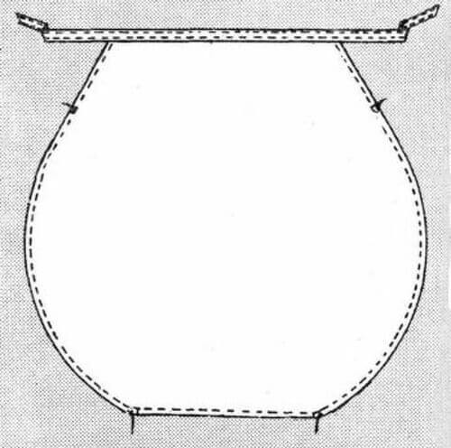 Illustration Showing the Placement of the Four Eyelets for the Basket Apron