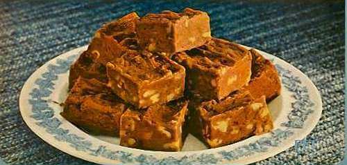 Plateful of Delicious Homemade Chocolate Nut Fudge