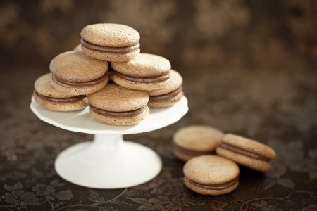 Homemade Cookie Sandwiches Served on a Cake Stand