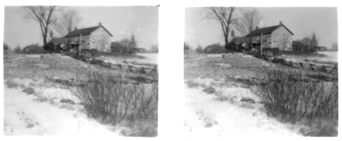 Stereoscopic Photo of a Stone House