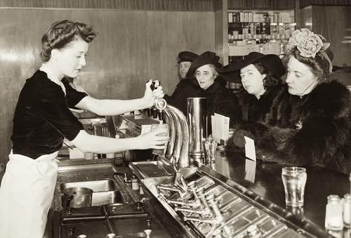 Dispensing Sodas at a Old Time Soda Fountain