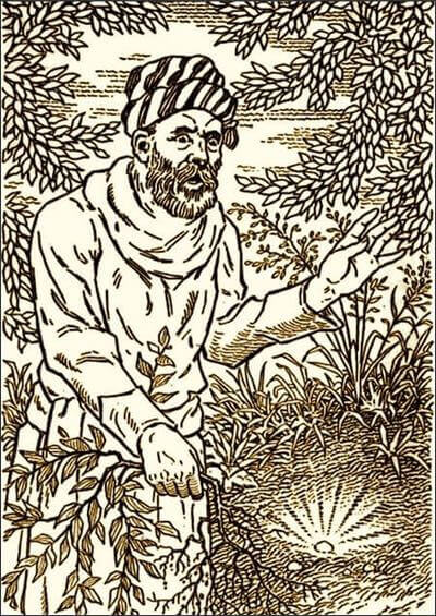 Vintage Illustration of Ali Hafed Finding a Diamond from the Book Acres of Diamonds