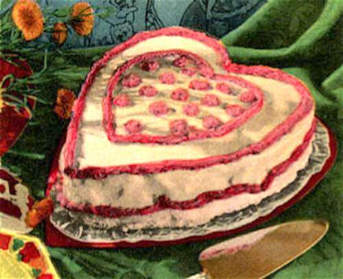 Get Grandma's heart shaped Valentine Cake recipe and make colorful and delicious homemade cakes for your Valentine party or for serving on special occasions.
