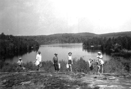 Family and Friends Hiking to a Picnic at Hicks Lake, Hastings Highlands, Ontario, 1958
