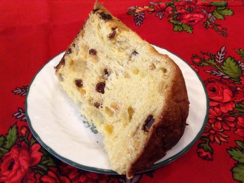Slice of Homemade Panettone Cake