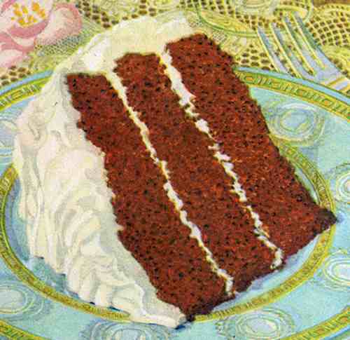 Vintage Red Devils Food Cake Illustration