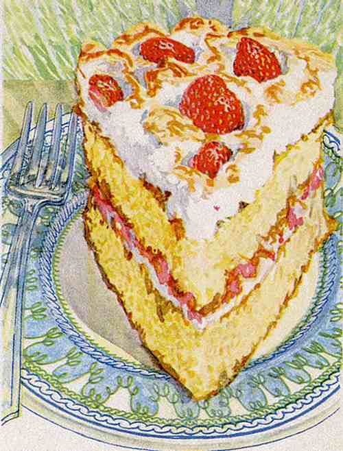 Strawberry Meringue Cake Illustration