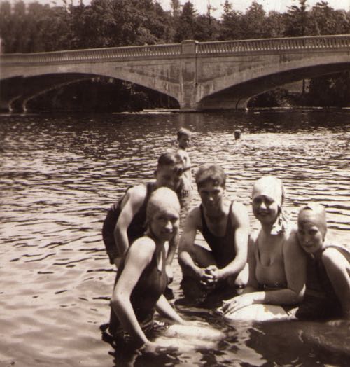 Young People Swimming in the Otonabee River, Peterborough, circa 1930