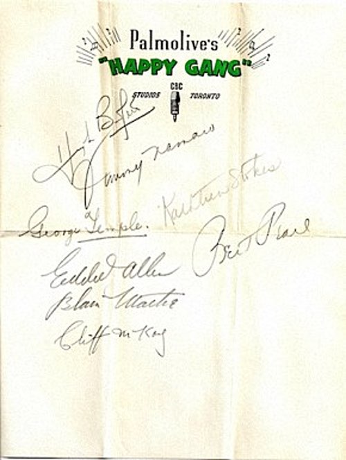 The Happy Gang Old Time Radio Program Star Autographs