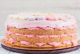 Ice Cream Cake with 2 Layers and Pink Icing