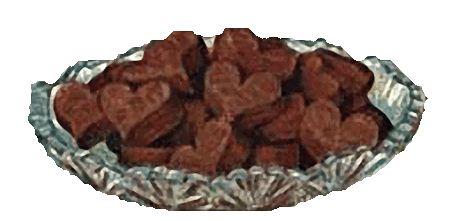 Dish of Vintage Chocolate Fudge Hearts