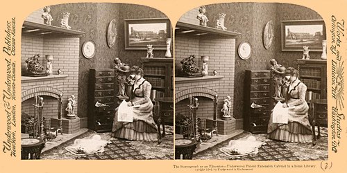 Antique Stereograph of a Woman with a Stereoscope