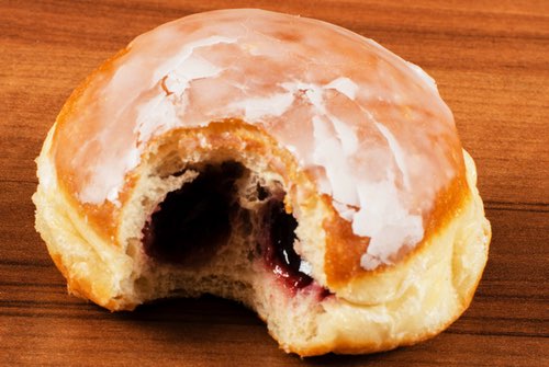 Homemade Berliner Pfannkuchen Donut with Jelly Centers