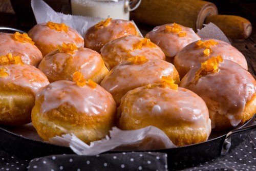 Tray of Homemade Berliners Ready to Serve