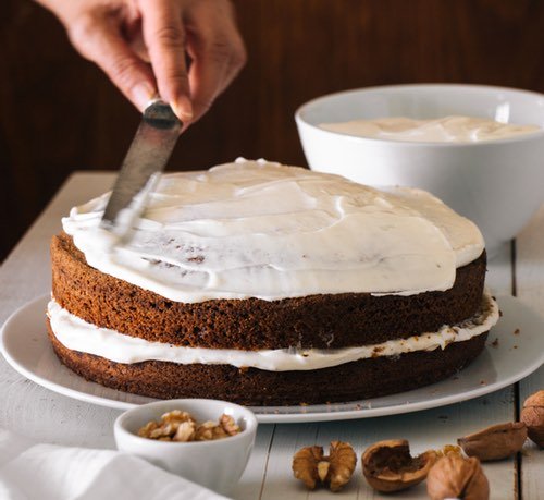 Icing a Homemade Cake with a Kitchen Knife