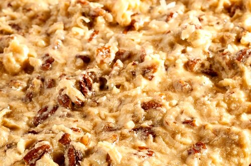 Closeup of Coconut Pecan Frosting