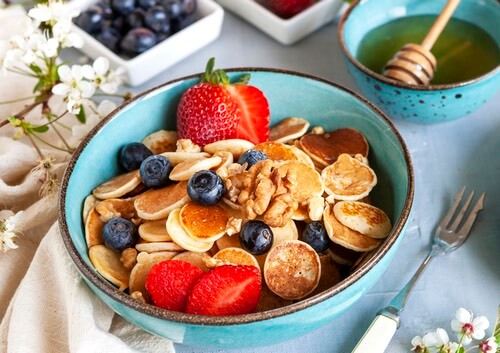 Poffertjes in a Bowl with Fruit