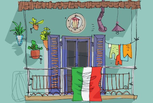 Illustration of an Italian Apartment Balcony
