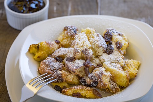 Get an Austrian Kaiserschmarrn recipe to make Europe's famous pancake dessert. Enjoy a sumptuous caramelized pancake with applesauce and fruit compotes.