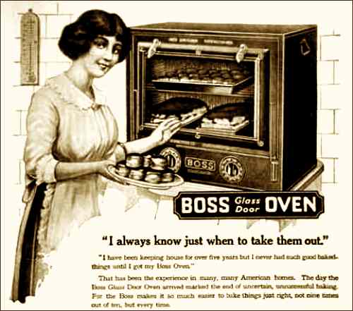 Checking a Cake in an Antique Oven