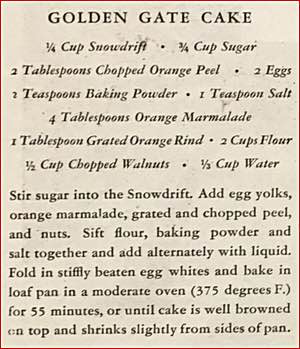 Golden Gate Cake Recipe Clipping