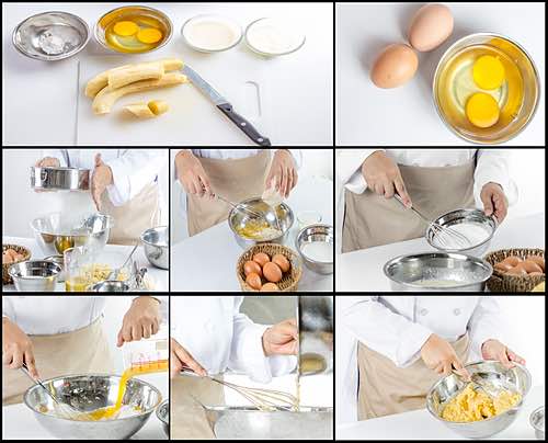 Illustration Showing How to Make Banana Cake