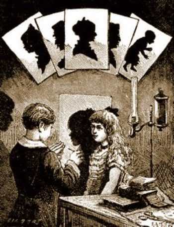 Vintage Illustration of Silhouette Portrait Drawing