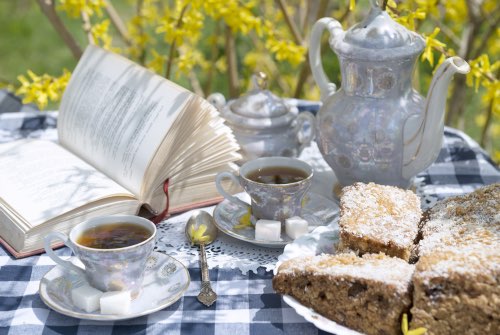 Your Favorite Book and Tea Served with Homemade Cake