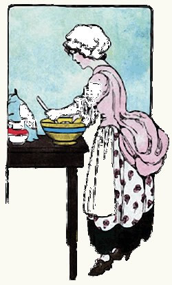 Illustration of a Girl Stirring the White Cake Batter