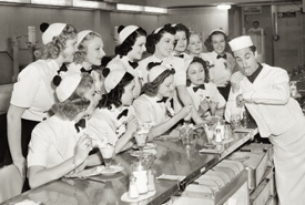 College Girls at Soda Fountain