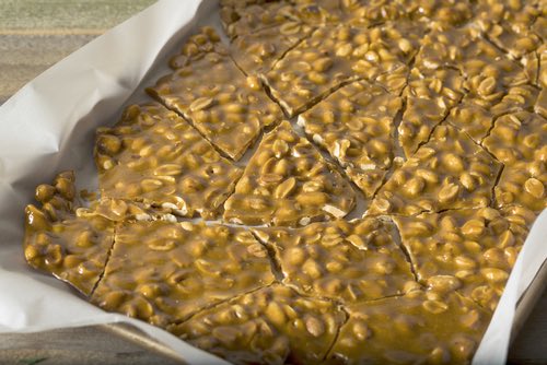 Tray of Peanut Brittle Candy